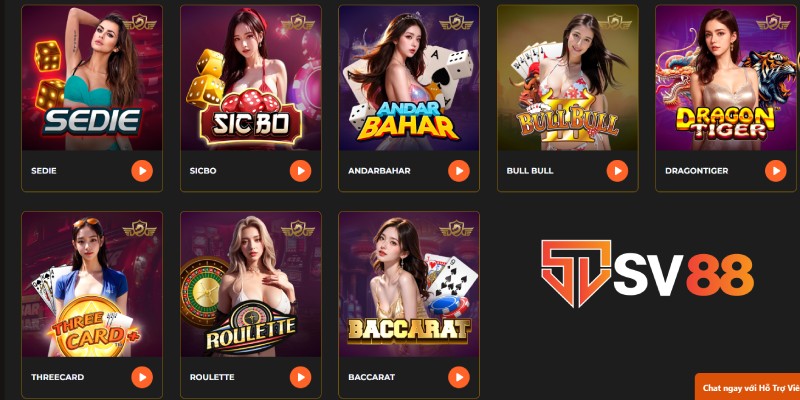 Kho game đình đám hot nhất tại Casino SV88